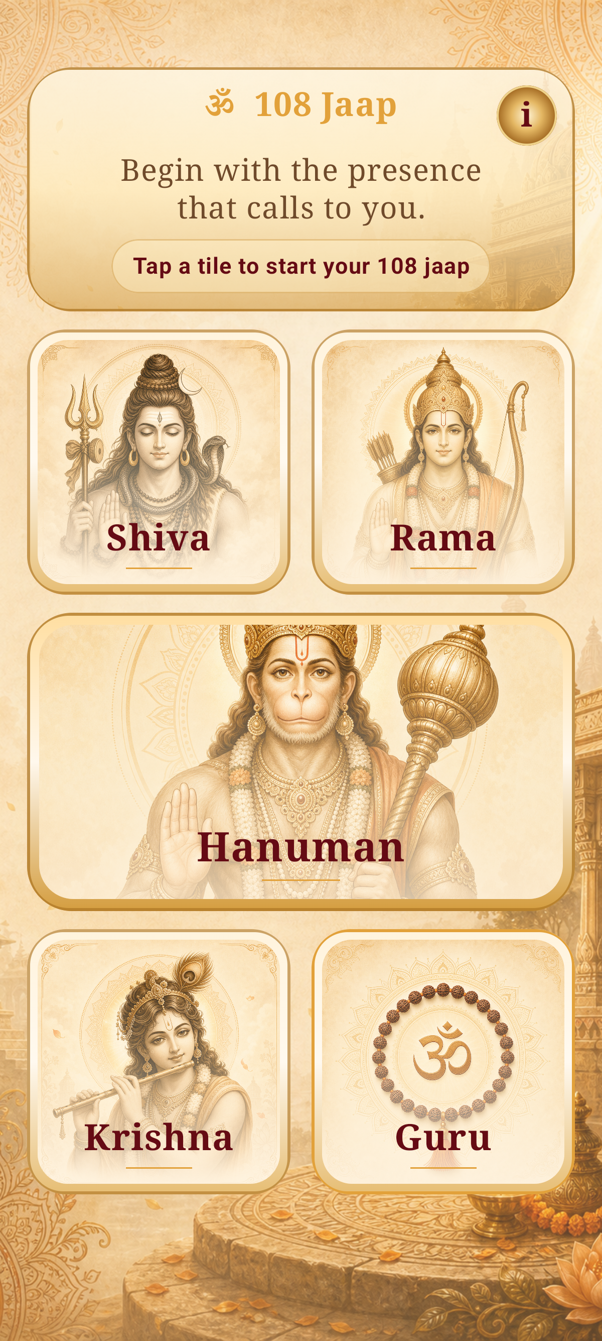 108 Jaap deity selection screen